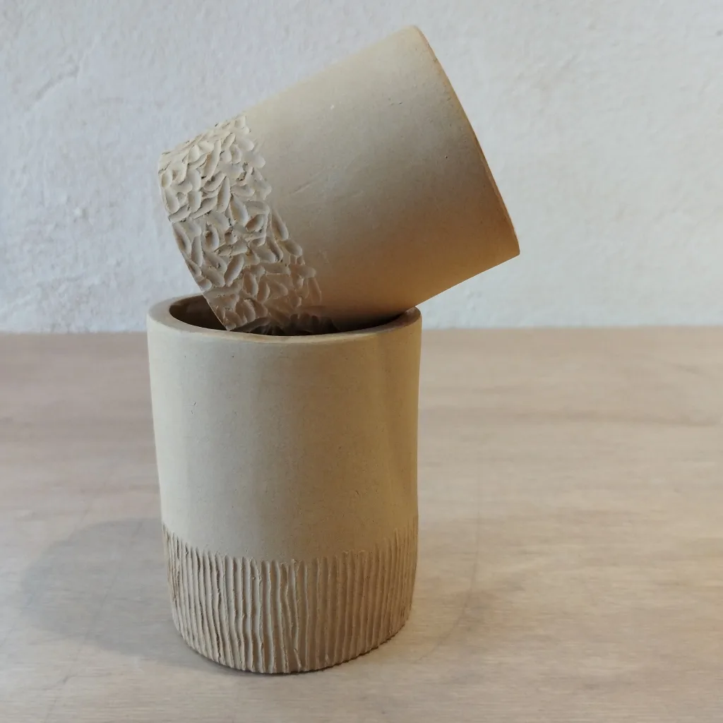 Duo de tasses- grès roux texturé
